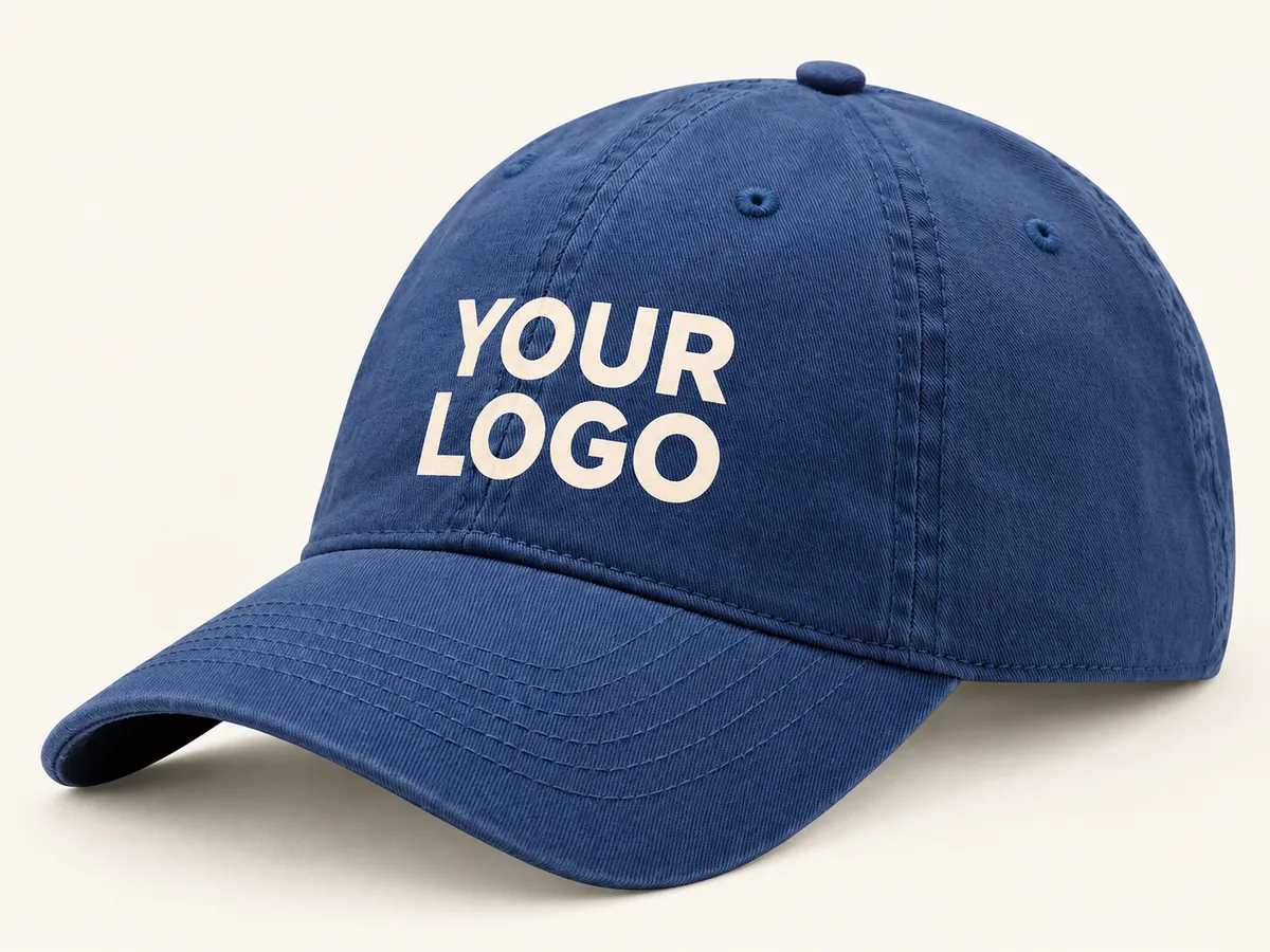 Flat cream printed artwork on an illustrative custom cap