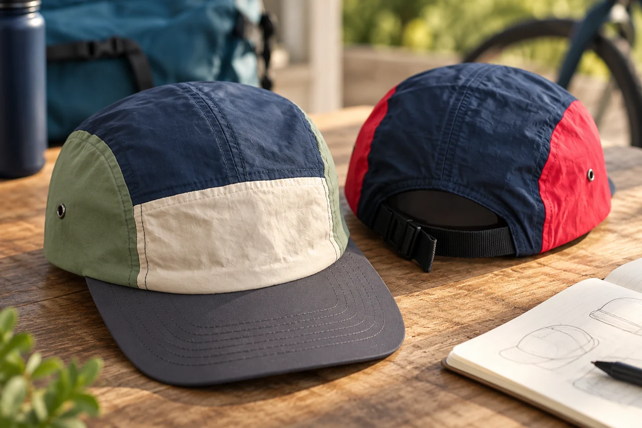 Panel fabric and adjustment details help define the casual cap construction.