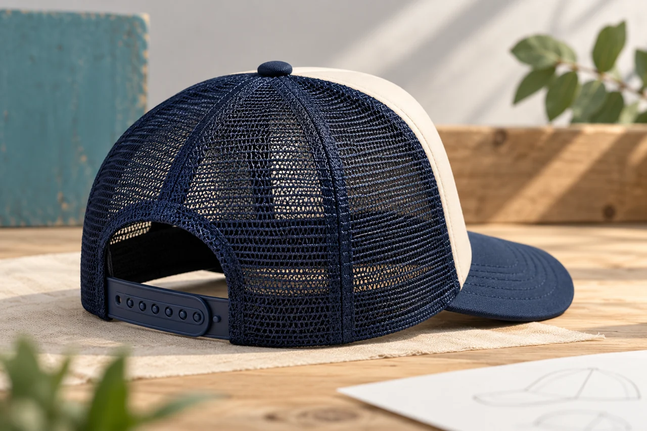 The rear and side presentation matter alongside the cap's front graphic.