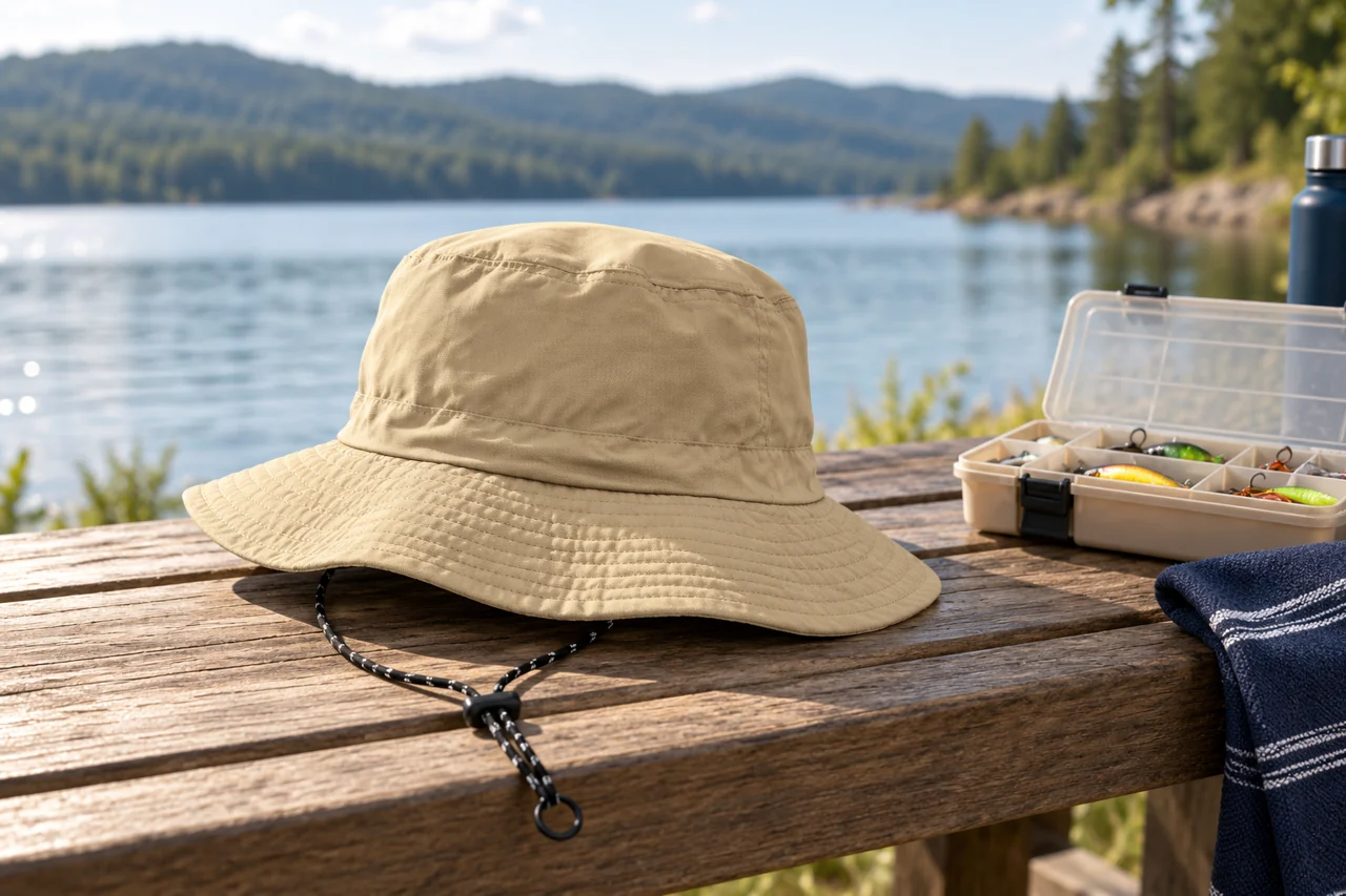 A brimmed fishing-hat reference gives the club design a clear starting point.