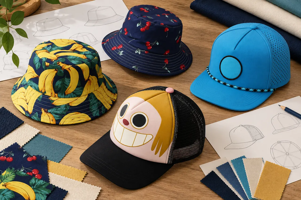 Source artwork, material references and the hat belong in the same design discussion.