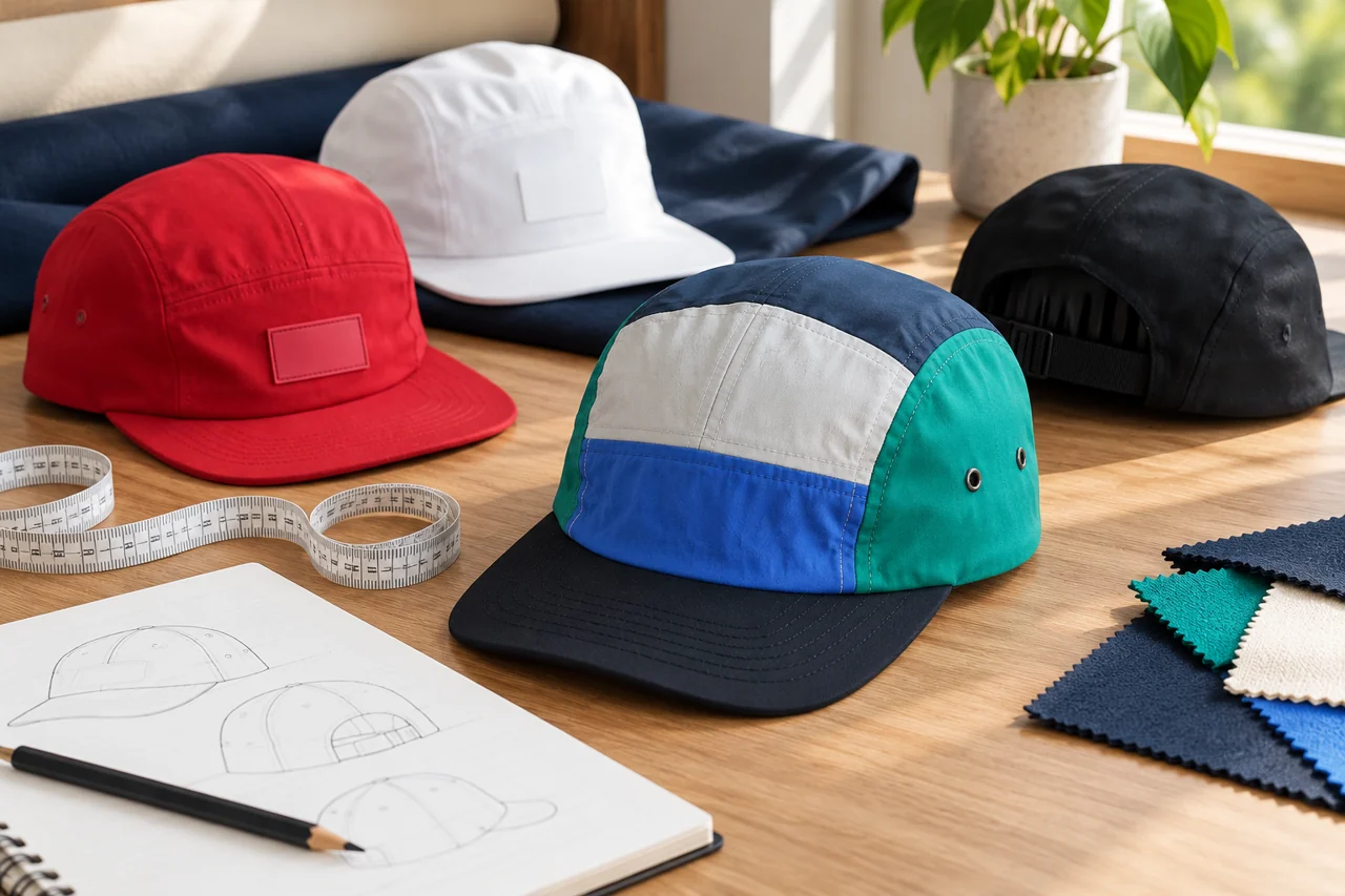 Cap samples and a tape measure provide a starting point for a fit discussion.
