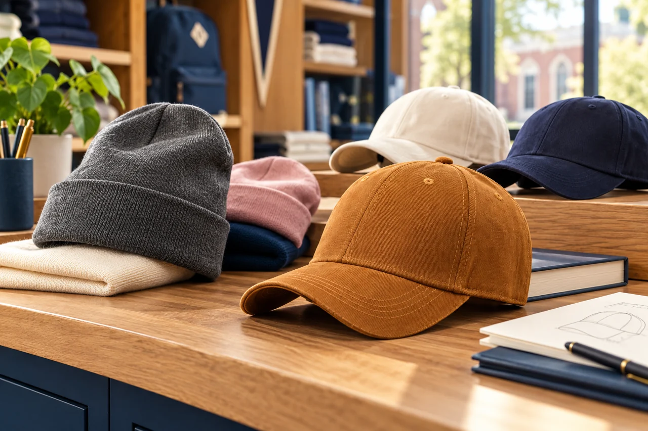 A campus-shop setting helps review the range as related retail products.