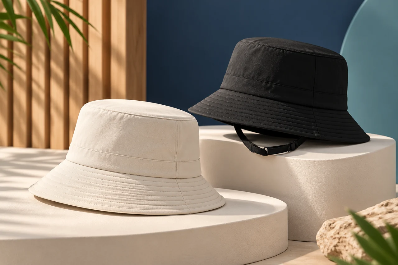 Related bucket-hat colourways can be reviewed without losing their individual component choices.