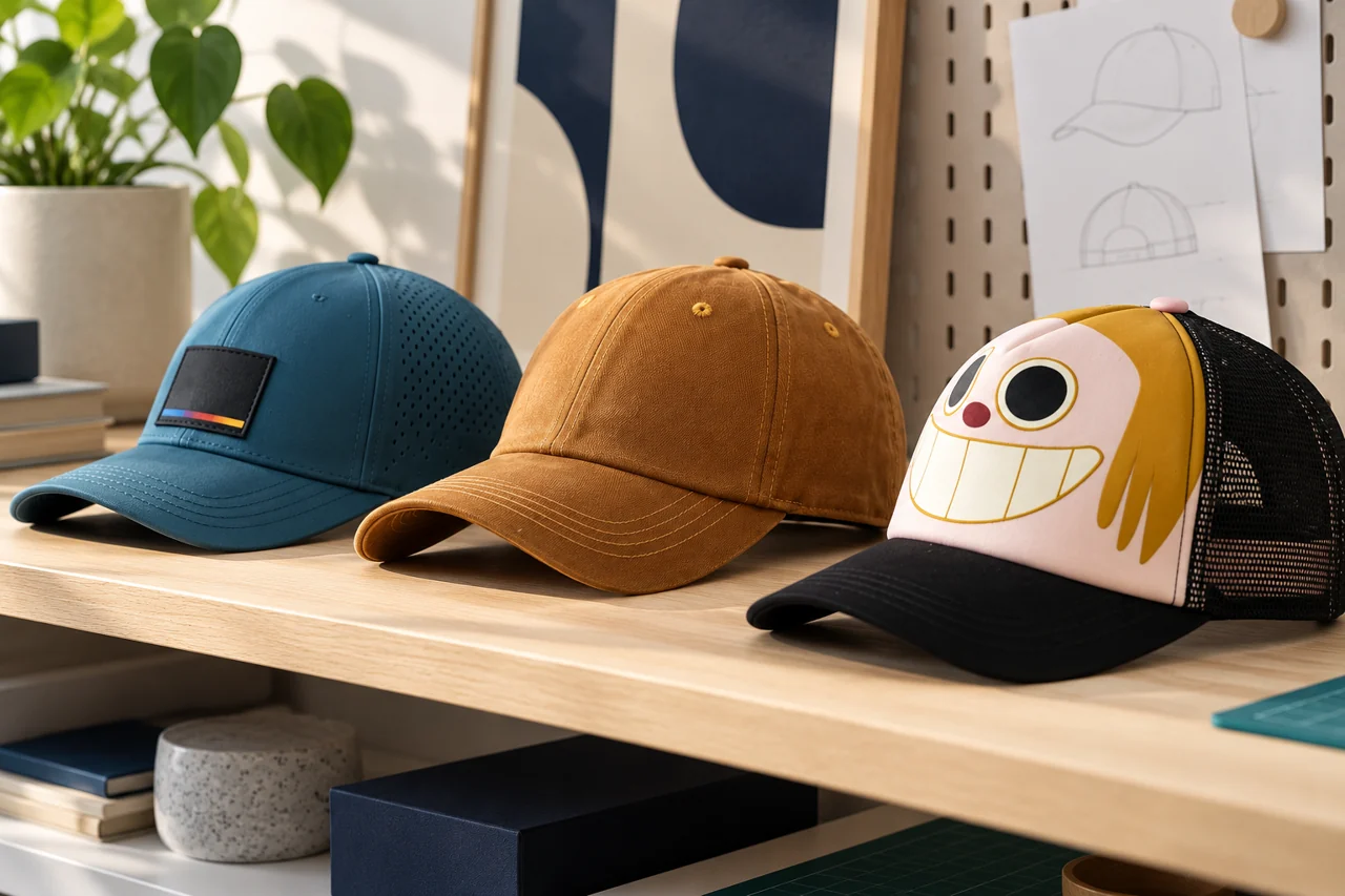 Presented samples help align creative feedback with a specific physical hat version.