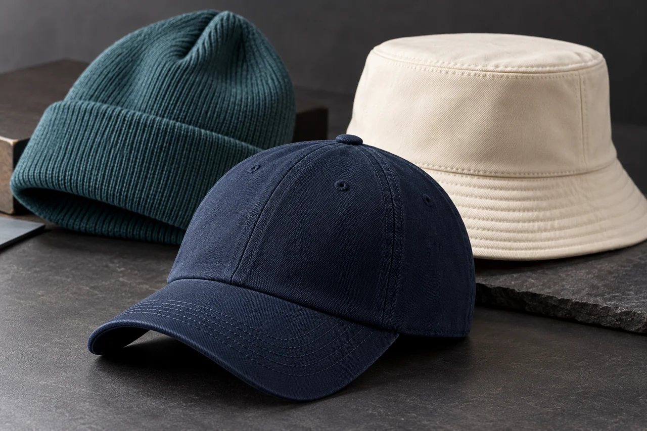 A close construction detail helps define the chosen hat family.