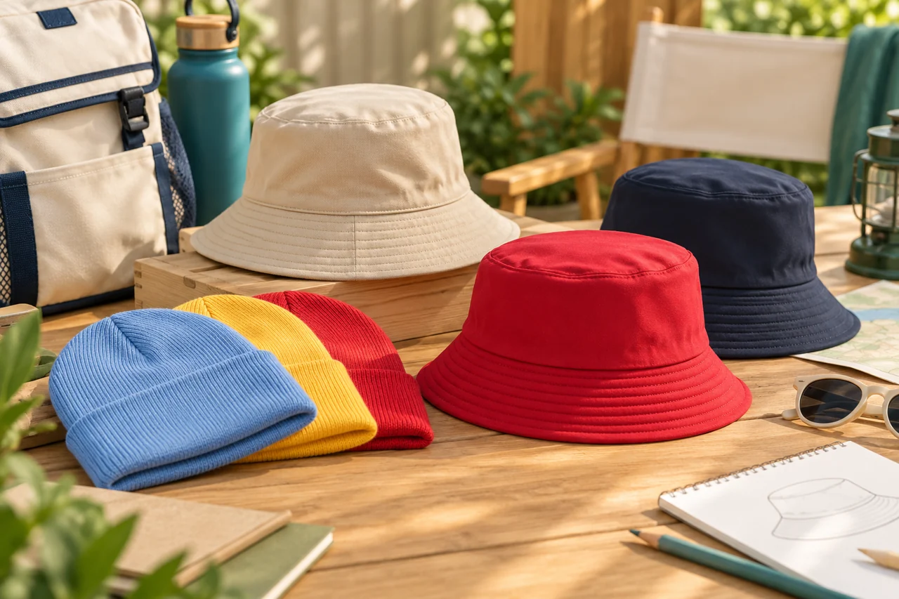 Children and family headwear references help define a coordinated programme range.