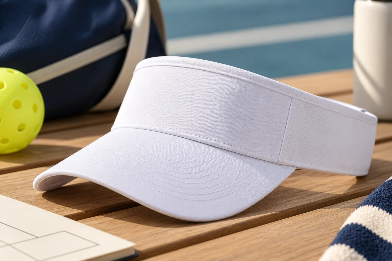 Band shape, edge finish and brim curve are useful visor review points.