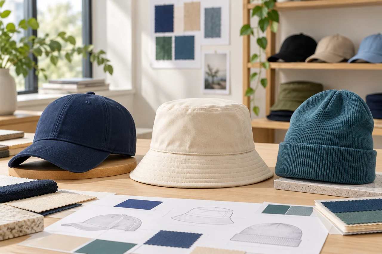 Caps, bucket hats and knit headwear provide different starting silhouettes.