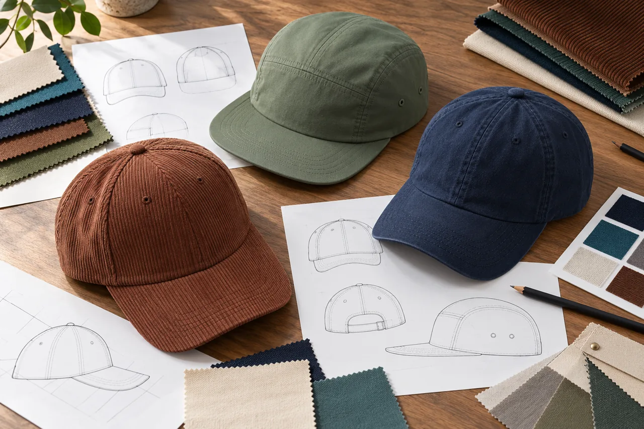 Outline drawings and material swatches help organise the development brief.