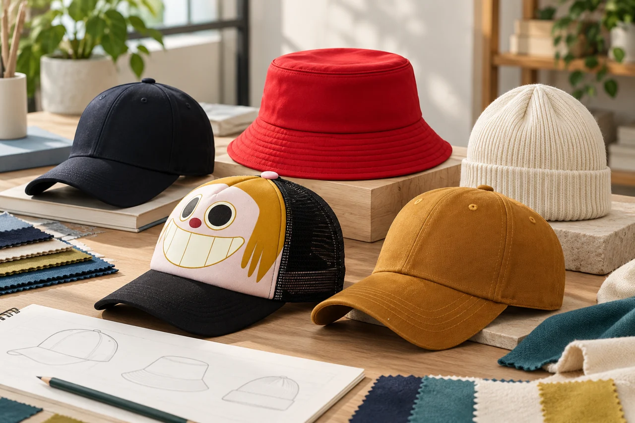 A compact mixed headwear selection helps frame the proposed opening assortment.