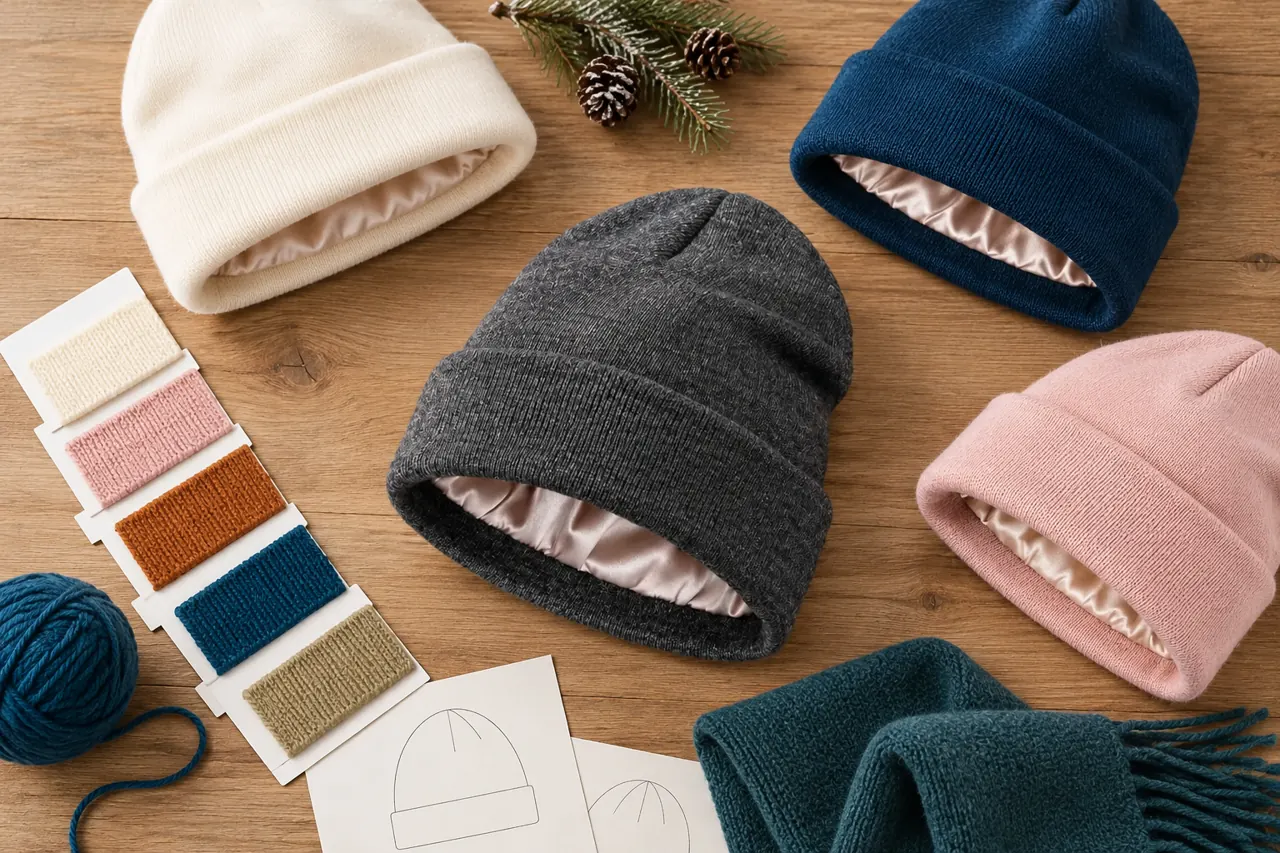 Yarn-colour references help bring the resort palette into the product brief.