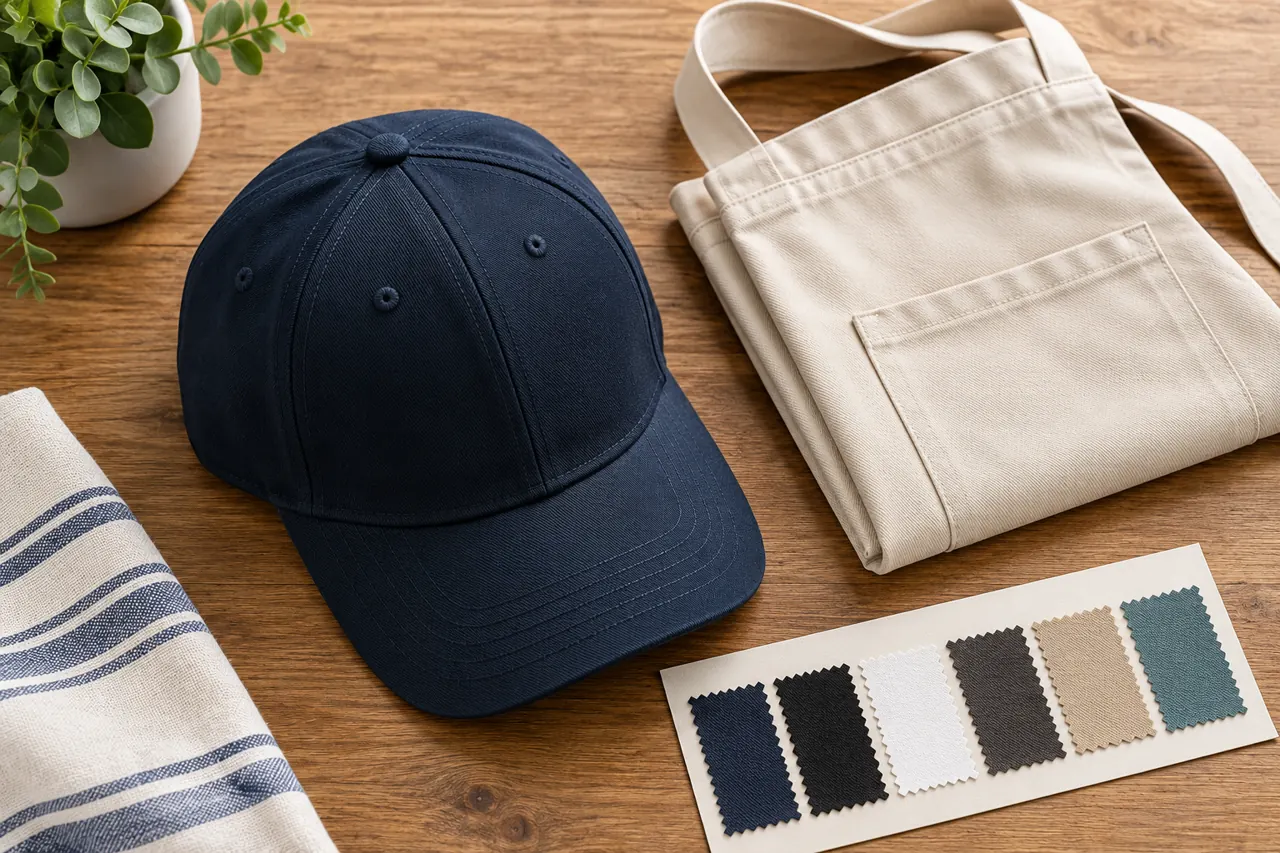 A cap and plain apron reference help connect fabric choices with the uniform brief.