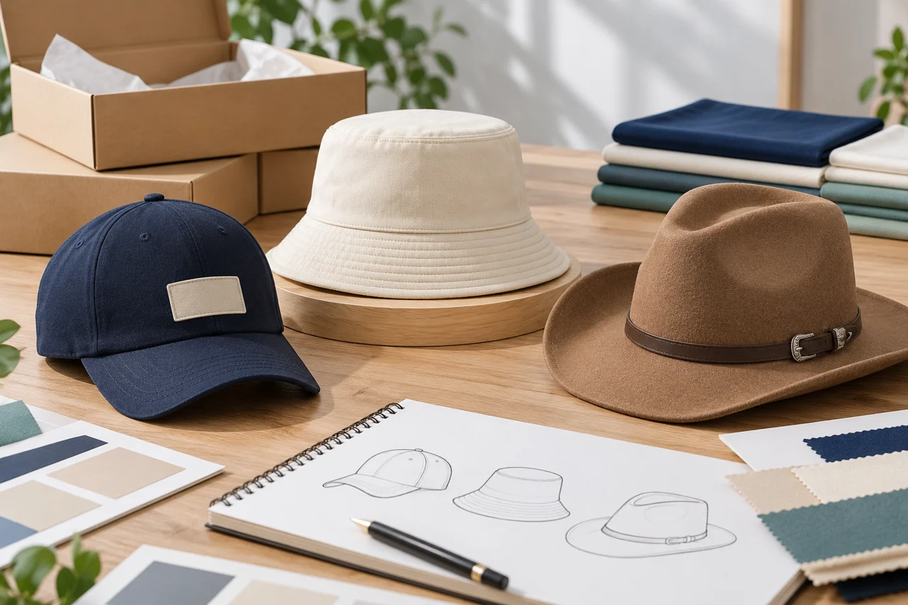 Product references and packing materials connect the hat with its order scope.