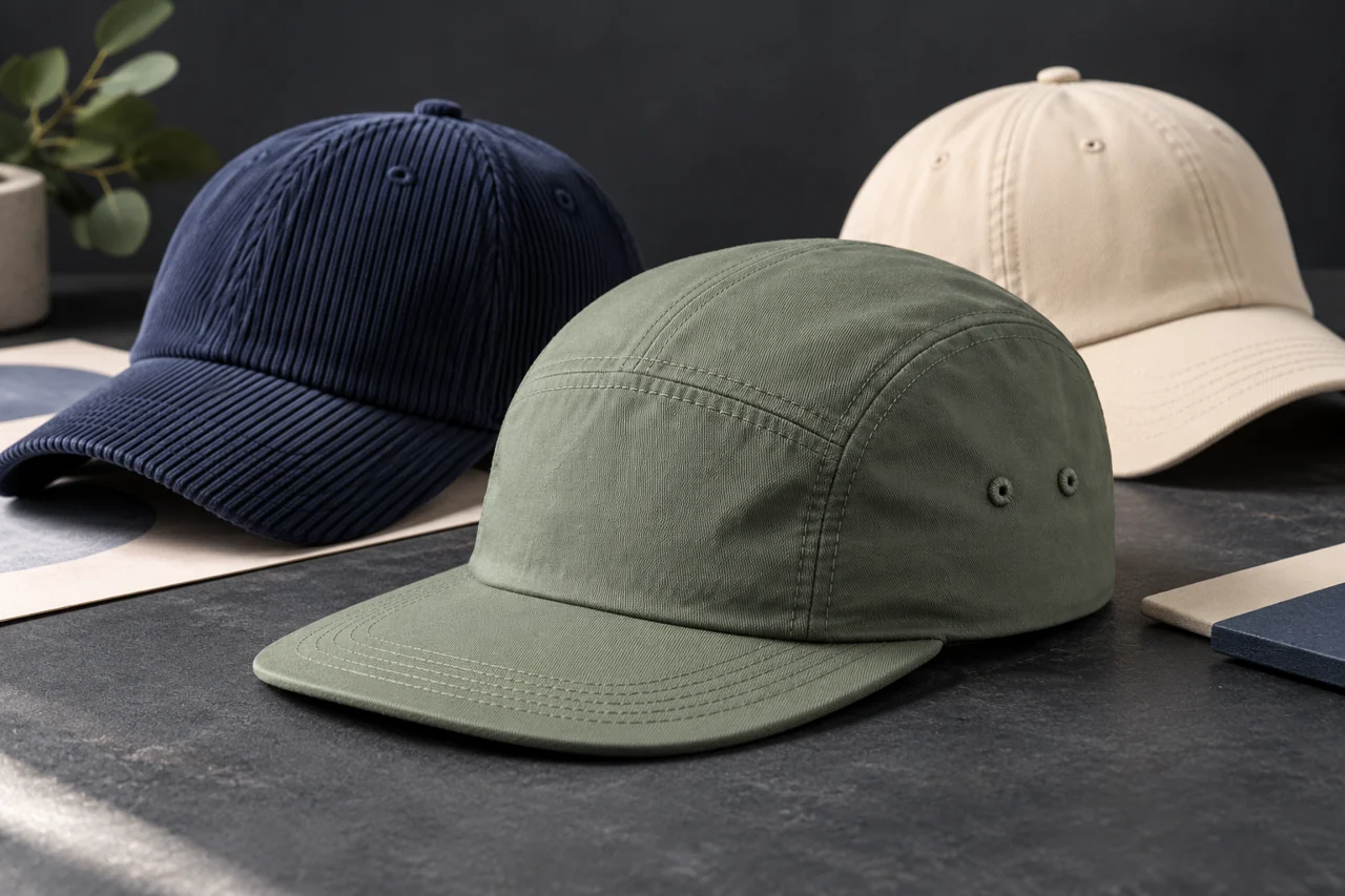 A seam and fabric detail gives the design a physical reference point.