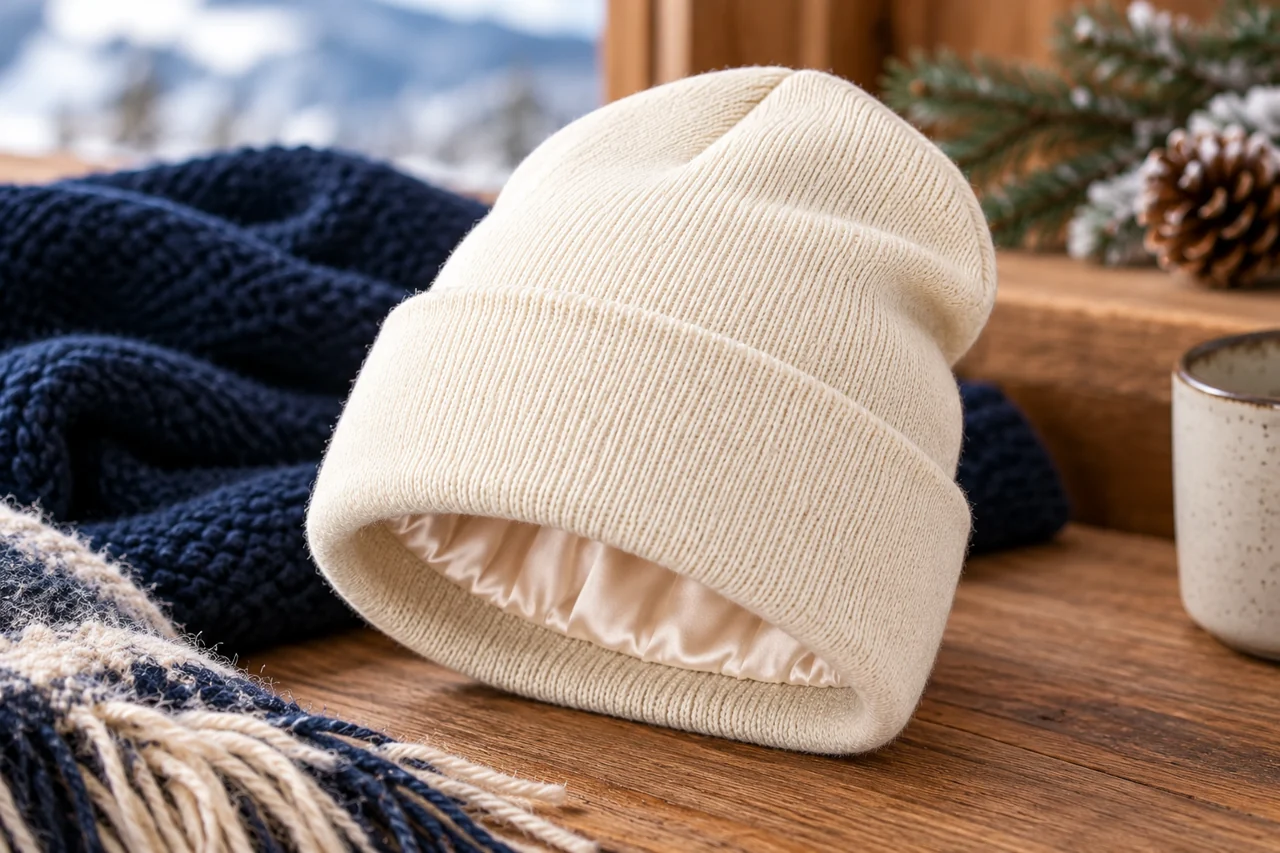 Rib knit, cuff and selected crown details help define the winter-hat specification.