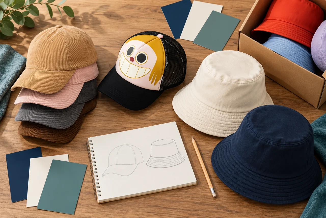Colour references and a simple packing study help organise the campaign product brief.