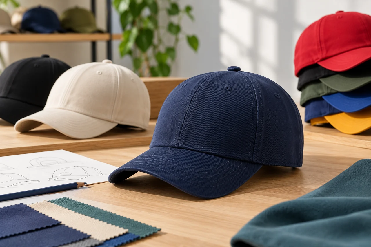 A structured baseball-cap silhouette provides a starting reference for your own design.
