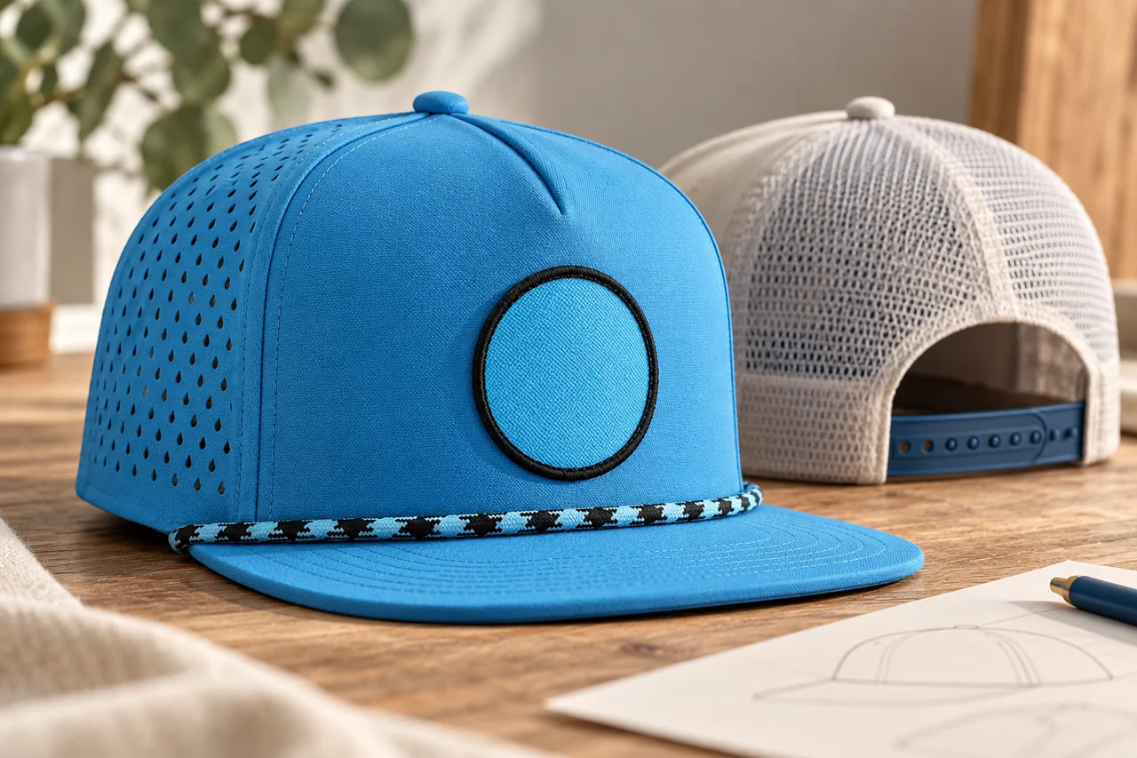 The visor edge and crown shape should be reviewed as one proportioned design.