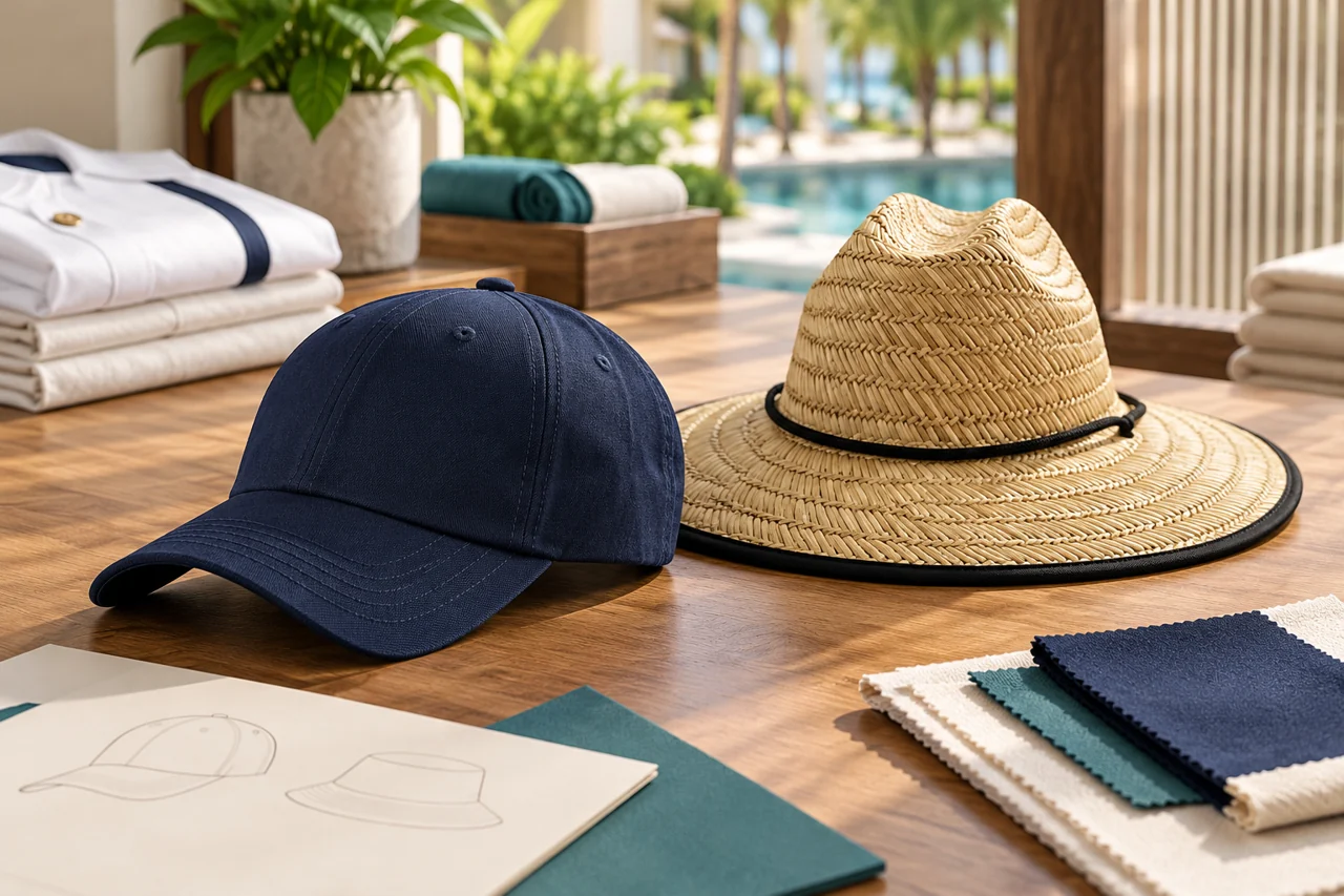 Headwear references can be reviewed beside a hospitality uniform direction.