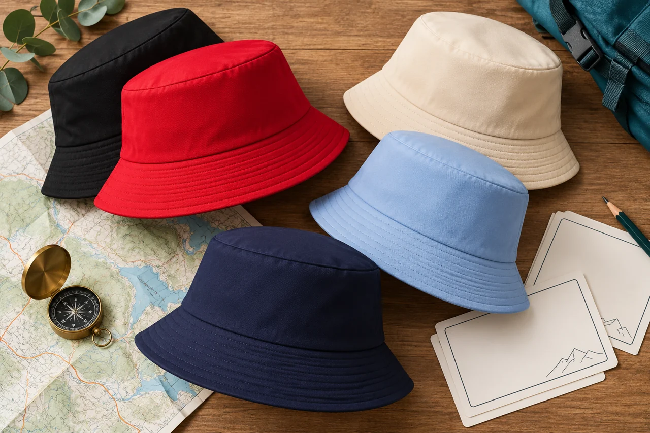 Blank route cards and product references help organise the travel-group artwork brief.