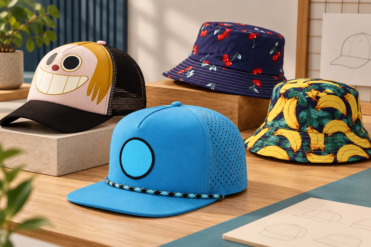 Unbranded merchandise references provide a starting point for an authorised gaming headwear project.