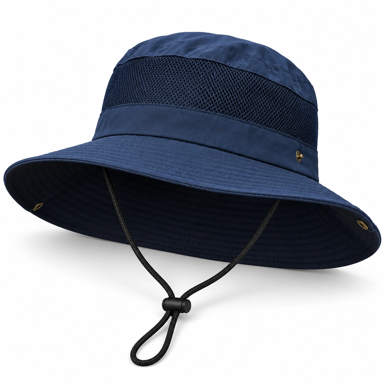 Summer Custom Embroidered Mesh Breathable Fisherman Hat Men Outdoor Climbing Hat Ladies Big Brim Sun Cotton Bucket Hat Custom
